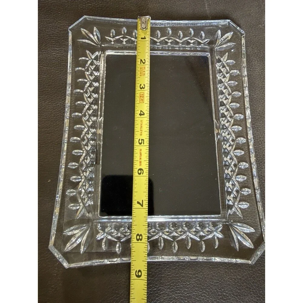 Waterford Lismore Picture Frame Clear Crystal Fits 4x6 Photo Black Velvety Back